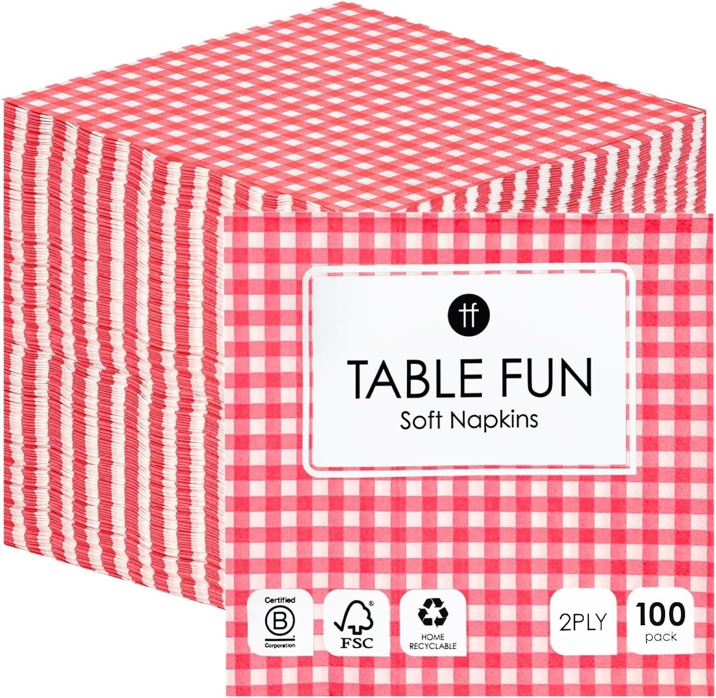 Talking Tables 100 x bulkverpakking rood patroon zachte papieren servetten wegwerpservetten voor verjaardagen bruiloften tafelservice kerstcatering gemaakt in EU 2-laags 33 cm