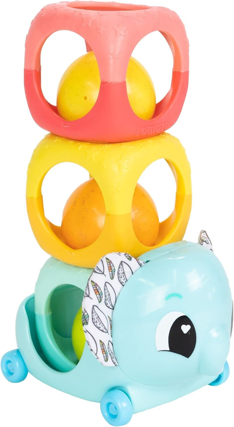 LAMAZE Octivity Time Baby Zintuiglijk speelgoed Zacht babyspel en ontdekking Octopus Peuter Geschikt voor 6 maanden oude jongens en meisjes 1 jaar oud babyspeelgoed Naty Shop Stapelbare rammelaarblokkenset