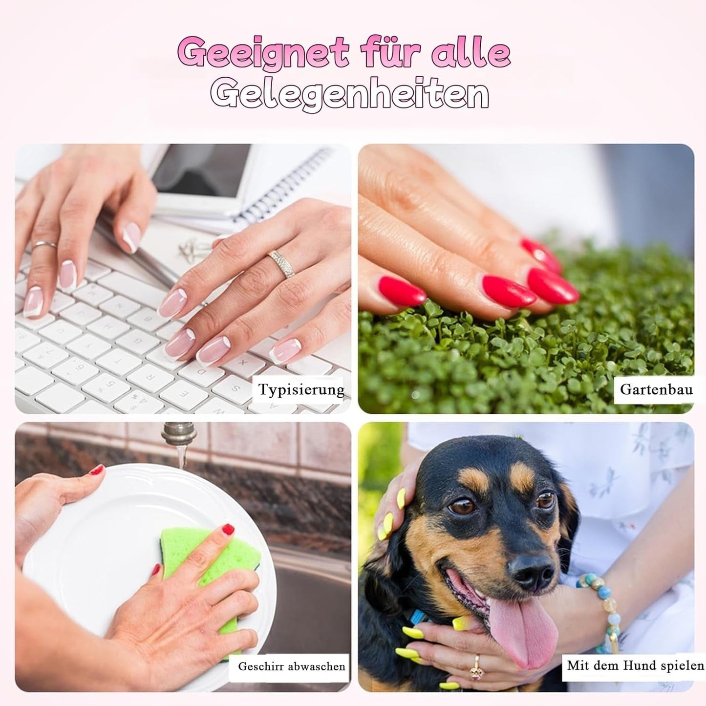 30 stuks Franse nepnagels - lijm op kunstnagels - zachte gelnagels voor dames - acryl zelfklevende nagels vierkante manicure (Frans roze)