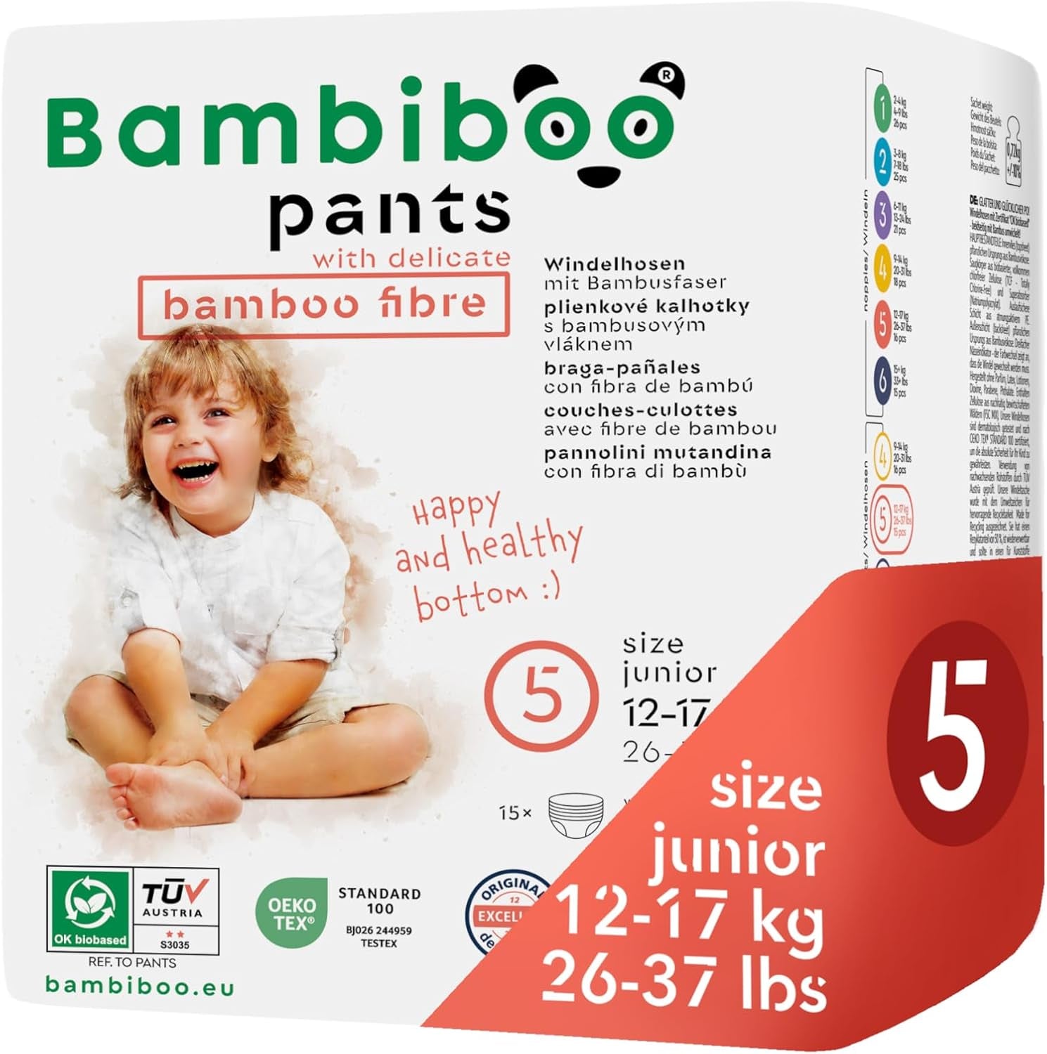 Bambiboo Wegwerpluiers, huidvriendelijk, fijne bamboevezel - Babyluierslipjes - Wegwerpluierhoezen - Gevoelige huidbescherming - Zeer absorberend - Maat 4 (Maxi), 16 stuks