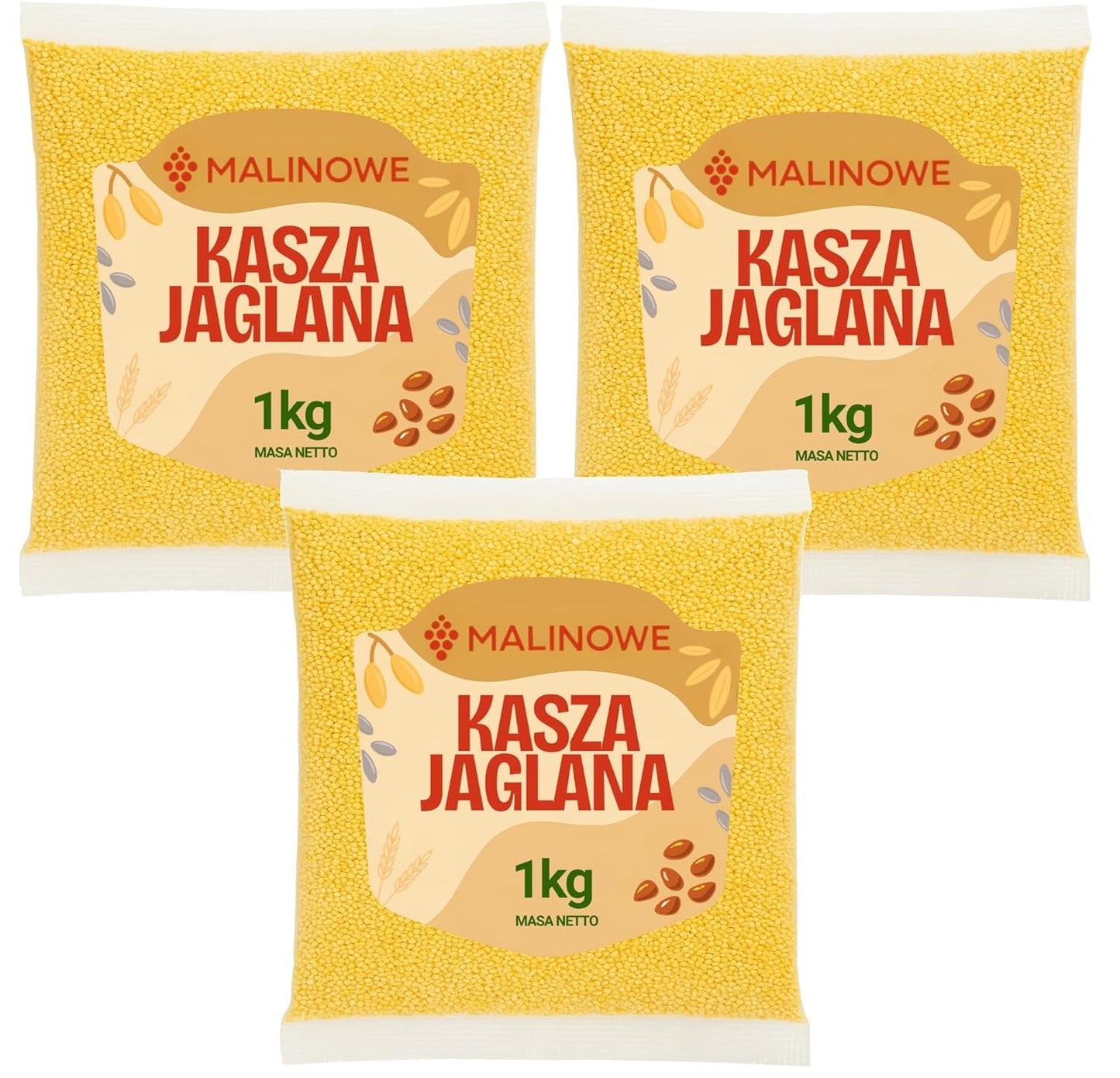 Gierstgrutten, volkomen natuurlijk, premium kwaliteit, 3 x 1 kg
