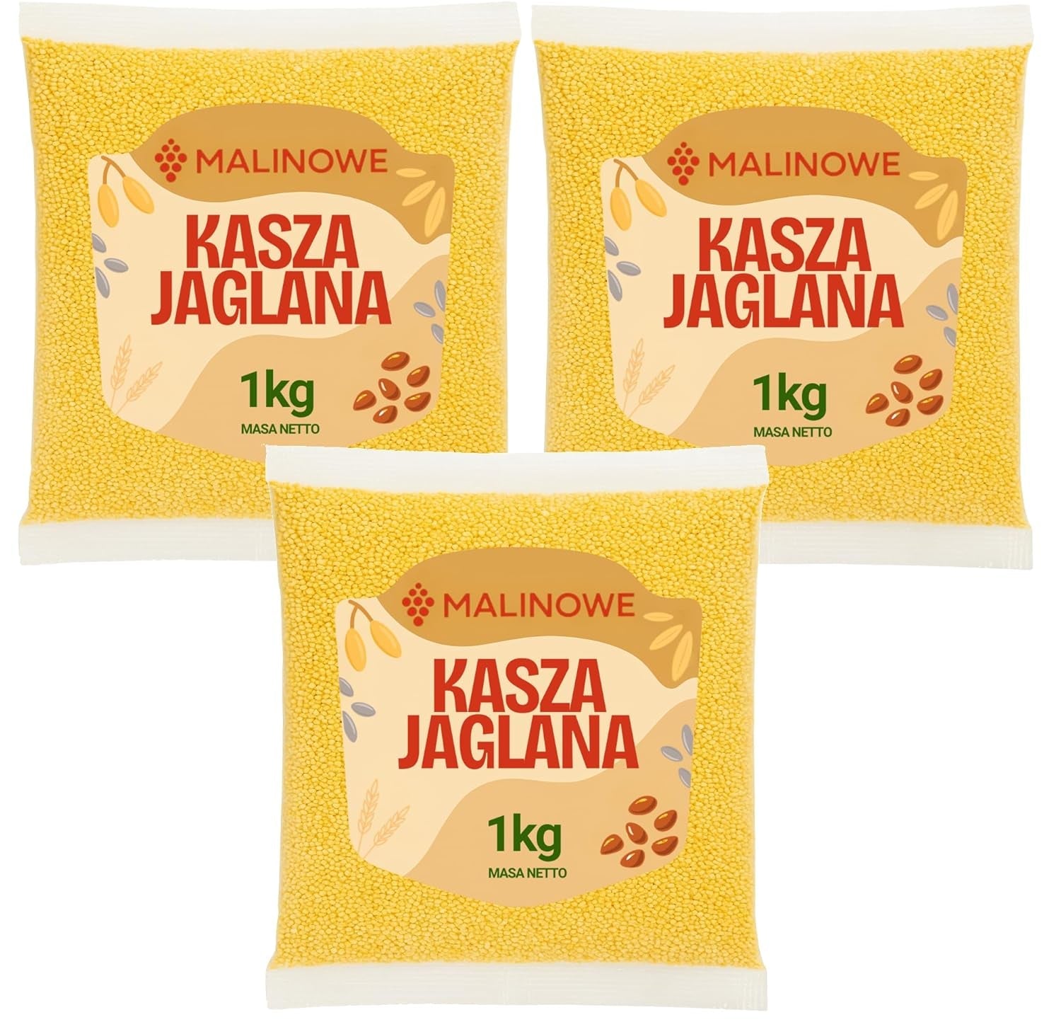 Gierstgrutten, volkomen natuurlijk, premium kwaliteit, 3 x 1 kg