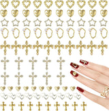 Gouden nagelbedels 80 stuks kruis roos hart Maagd Maria nagel edelstenen metaallegering nagelaccessoires voor manicure ontwerp decoraties doe-het-zelf ambachten