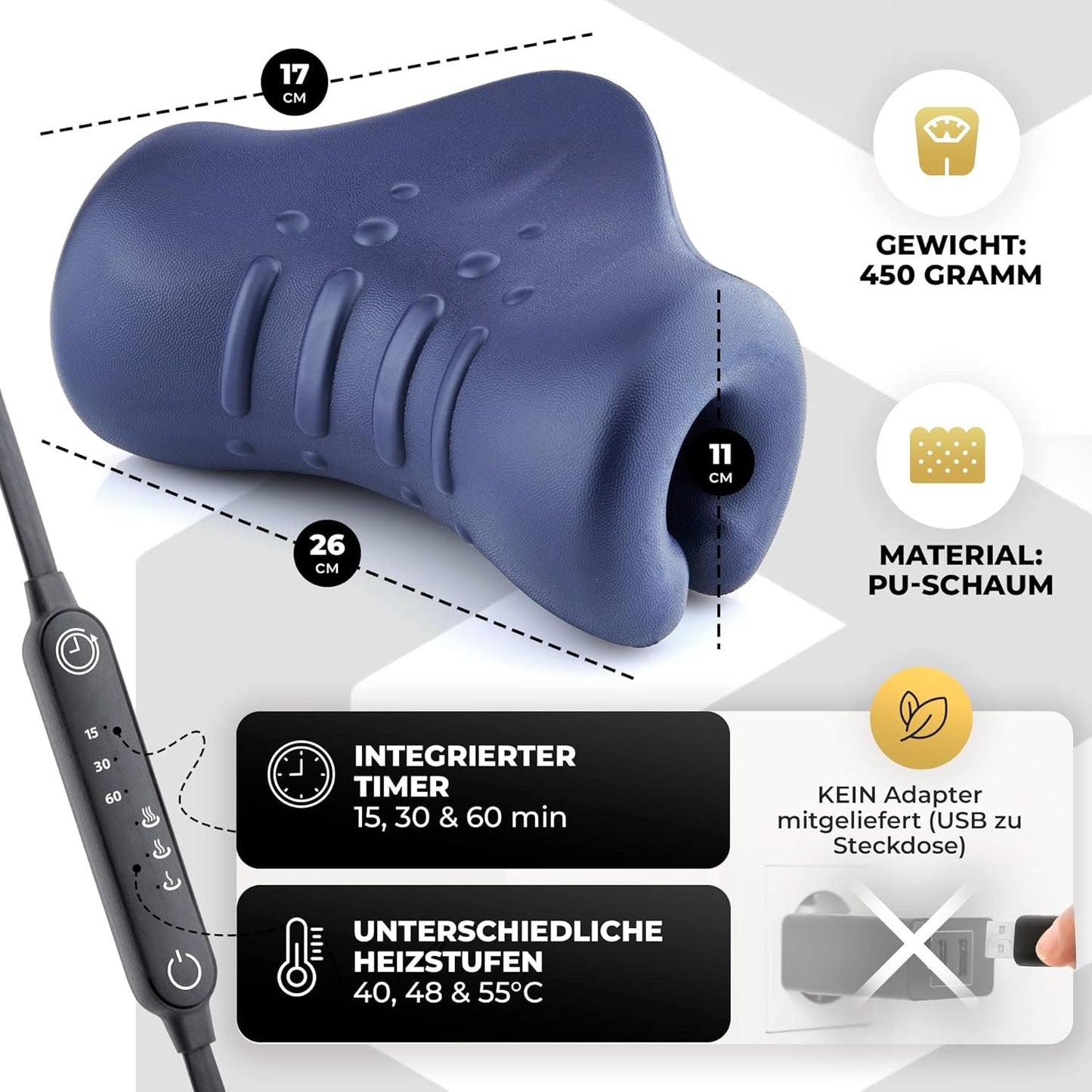 Nekstretcher met warmte, Nekstretcher voor nekpijn, Nekstretcher voor hoofdpijn, Bewolkte nek voor nekstrekking, Orthopedie Cervicale Orthopedische Kussens Naty Shop
