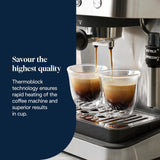 De'Longhi Classic EM450.M portafilter espressomachine met professionele melkopschuimer, volledig metalen behuizing, 15 bar, watertank 1,7 l, RVS/metaal