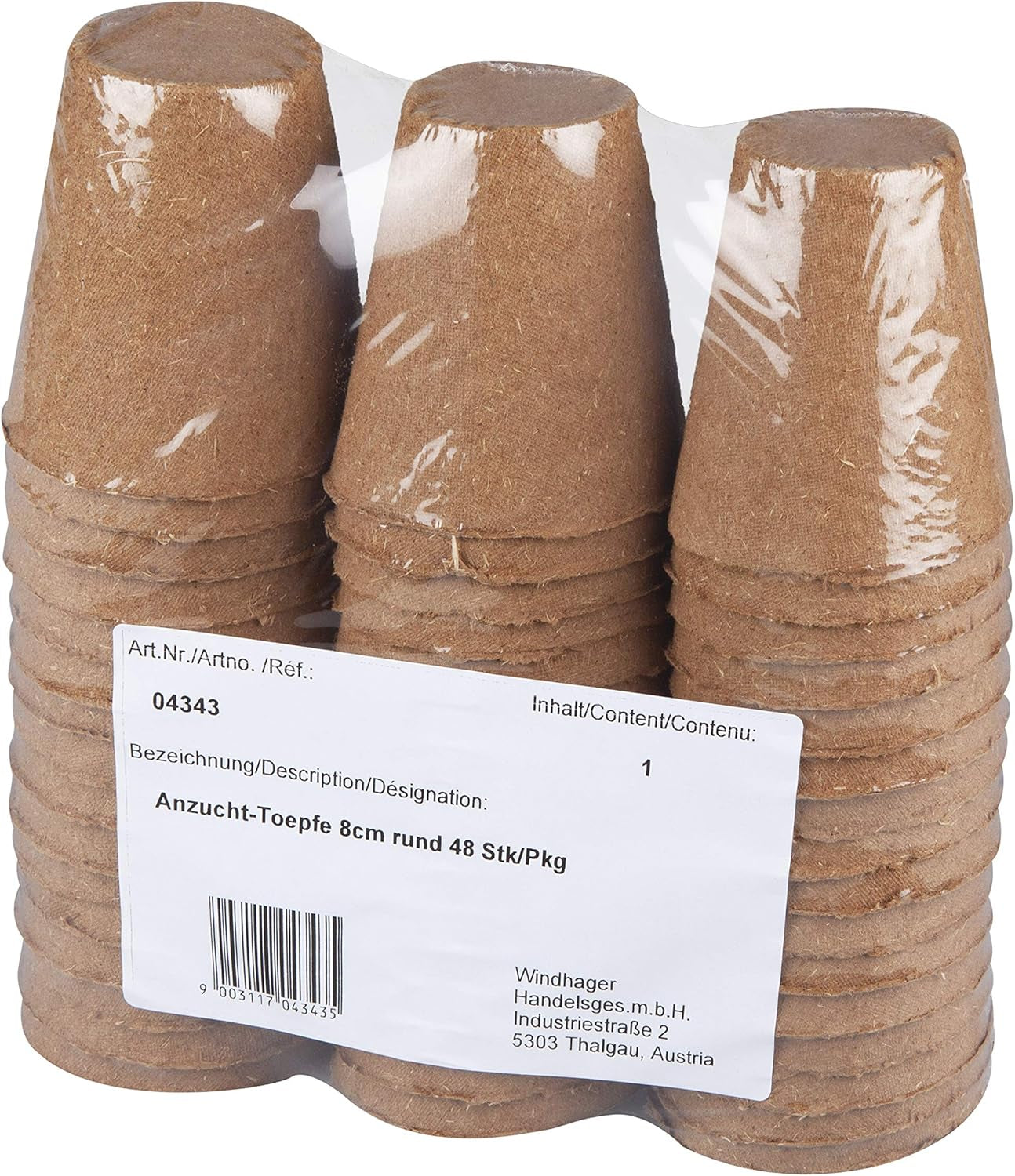 Windhager zaailingenpotten, 48 stuks, diameter 8 cm, bruin, zonder turf, 04343