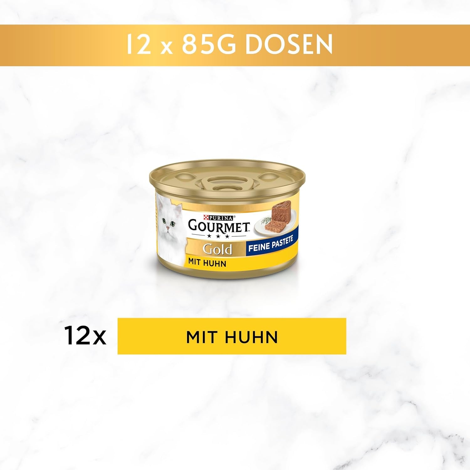 Gourmet Gold Fine Paste Katzenfutter nass, met Huhn, 12er-pakket (12 x 85 g)