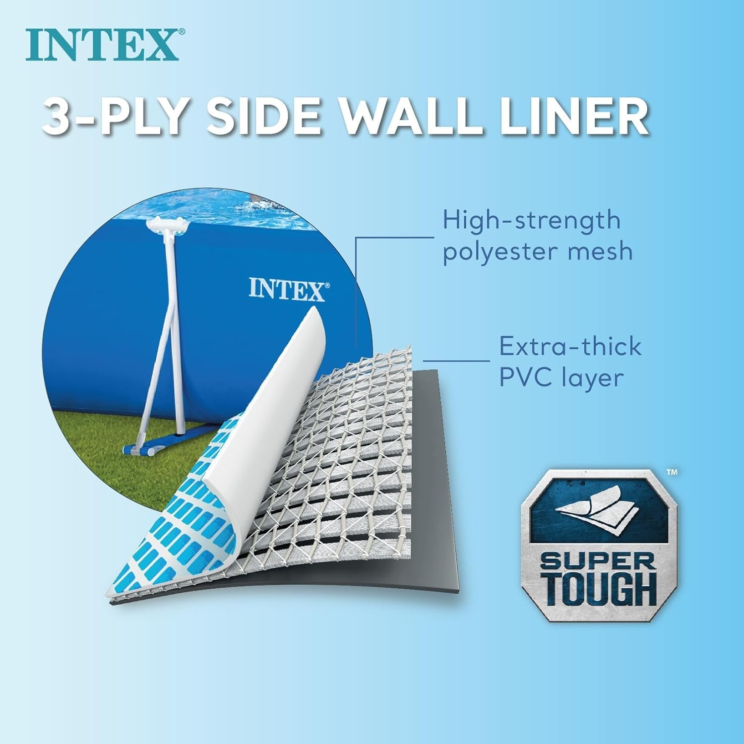 Intex 28271NP - Rechthoekig bovengronds zwembad met frame, 2282 l, staal en PVC, blauw, 260x160x65 cm