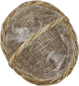 Dehner rotan bloemenmand met handvat, ca. 46 x 39 x 18 cm, rotan stof, grijs/bruin