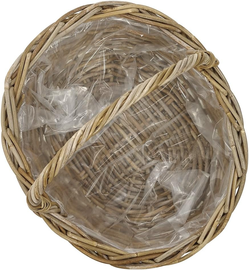 Dehner rotan bloemenmand met handvat, ca. 46 x 39 x 18 cm, rotan stof, grijs/bruin