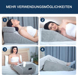 Leeskussen en beenlift Verenkussen, traagschuim nekrugbeenkussen, multifunctioneel afneembaar kussen voor bed, bank, zitten, slapen en rusten (grijs)