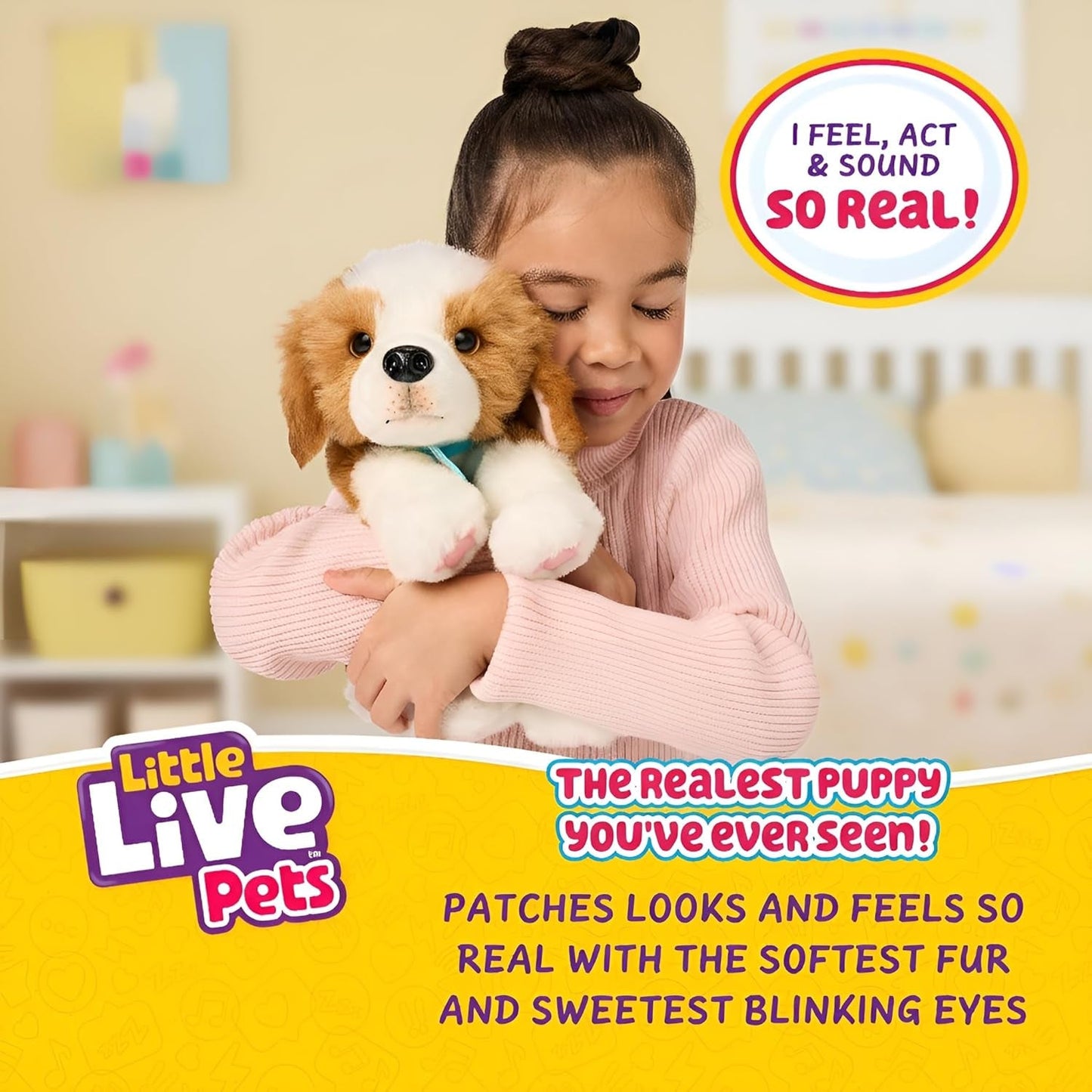 Little Live Pets Mijn echt echte puppy – Patches; Interactief puppy; meer dan 60 geluiden/reacties; realistische uitstraling; 1 van 72 varianten; speelset met draagtas; batterijen inbegrepen; leeftijden 5+