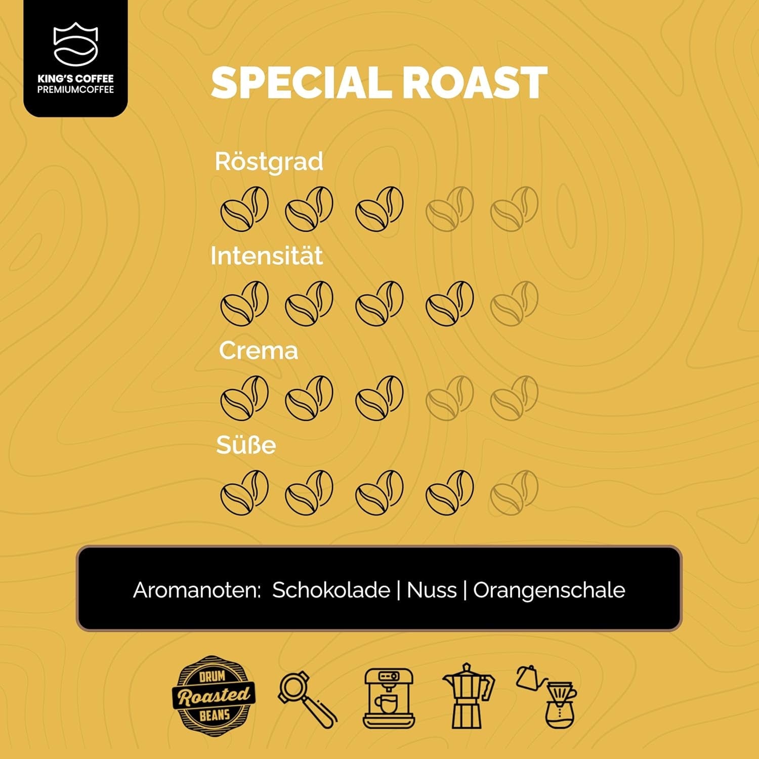 KING'S COFFEE - SPECIAL ROAST - 1 kg Barista Premium Espressobonen - Koffie met lage zuurgraad - Branden in kleine batches in Italië - De beste Arabica-Robusta-mix voor volautomatische machines en portafiltermachines