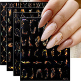 JMEOWIO Nagelsticker Marmor Linie 9 Blatt Nail Art Sticker Selbstklebend Nagelaufkleber Silver Bunt Decoratie Nageldesign Zubehör