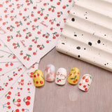 JMEOWIO Nagelsticker Kirschfrucht 6 Blatt Nail Art Sticker Selbstklebend Nagelaufkleber Decoratie Nageldesign Zubehör