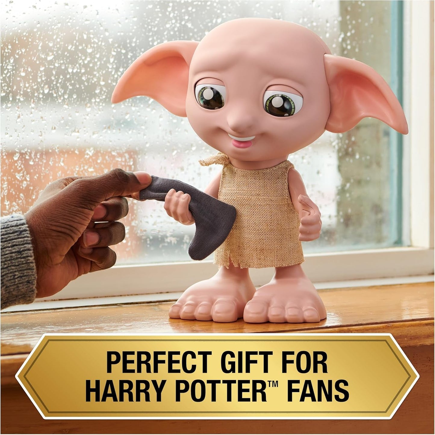 Spin Master 6067280 Wizarding World Harry Potter magische interactieve Dobby Elf sokpop, 30+ geluiden en zinnen, 21,6 cm, kinderspeelgoed, zwart