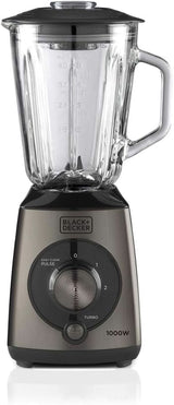 BLACK+DECKER Keukenmixer | 500W | 2 snelheden | Pulsfunctie | Glasrug | 1,5L | Edelstahlmesser Mit 4 Klingen | Herausnehmbar en Leicht Zu Reinigen | Weiß Und Grau Keuken Naty Shop 1000W Edelstahl