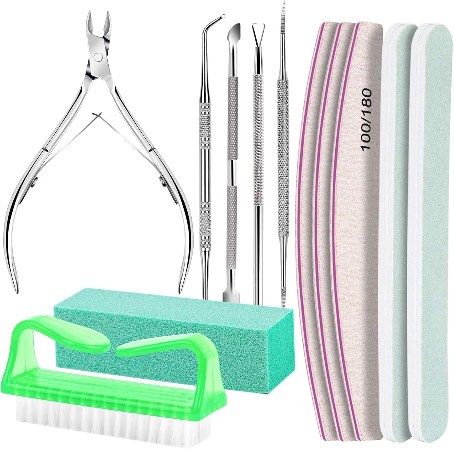 FANDAMEI manicureset, buffer voor gelnägel, nagelfeile 100/180, nagelfeilen voor gelnägel, nagelhautschieber, buffer voor gelnägel, feilen voor gelnägel, nagelzange, nagelfeilen set, manicure- en pedicureset