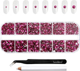 Beadsland 2500 stuks glas Nailart Strasssteine ​​Kristall Flatback Edelsteine ​​Runde, voor handwerk Gemischt 8 Größen SS4 ~ SS30 Mit Picking Pinzette en Stift (Kristall Weiss)