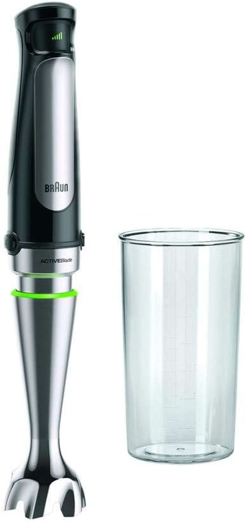 Braun Multiquick 7 MQ 7035X Stabmixer - Pürierstab Mit Abnehmbarem Edelstahl Mixfuß Mit Activeblade Technologie Zum Pürieren Der Härtesten Ingredient, Inkl. 3-delige set Zubehör, 1000 Watt, Schwarz Kitchen Naty Shop Schwarz Inkl. Mix-Messbecher
