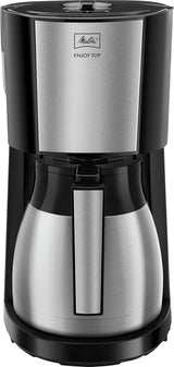 Melitta Enjoy Top Therm - Espressomachine met filter en thermische karaf in roestvrij staal, voor maximaal 10 koppen koffie, zwart/roestvrij staal