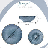 ZANGER | Darwin 12-delige serviesset, aardewerk serviesset voor 4 personen, blauwe serviesset inclusief dinerborden, dessertborden en soepborden, handgemaakte serviesset | DE PREMIUM COLLECTIE