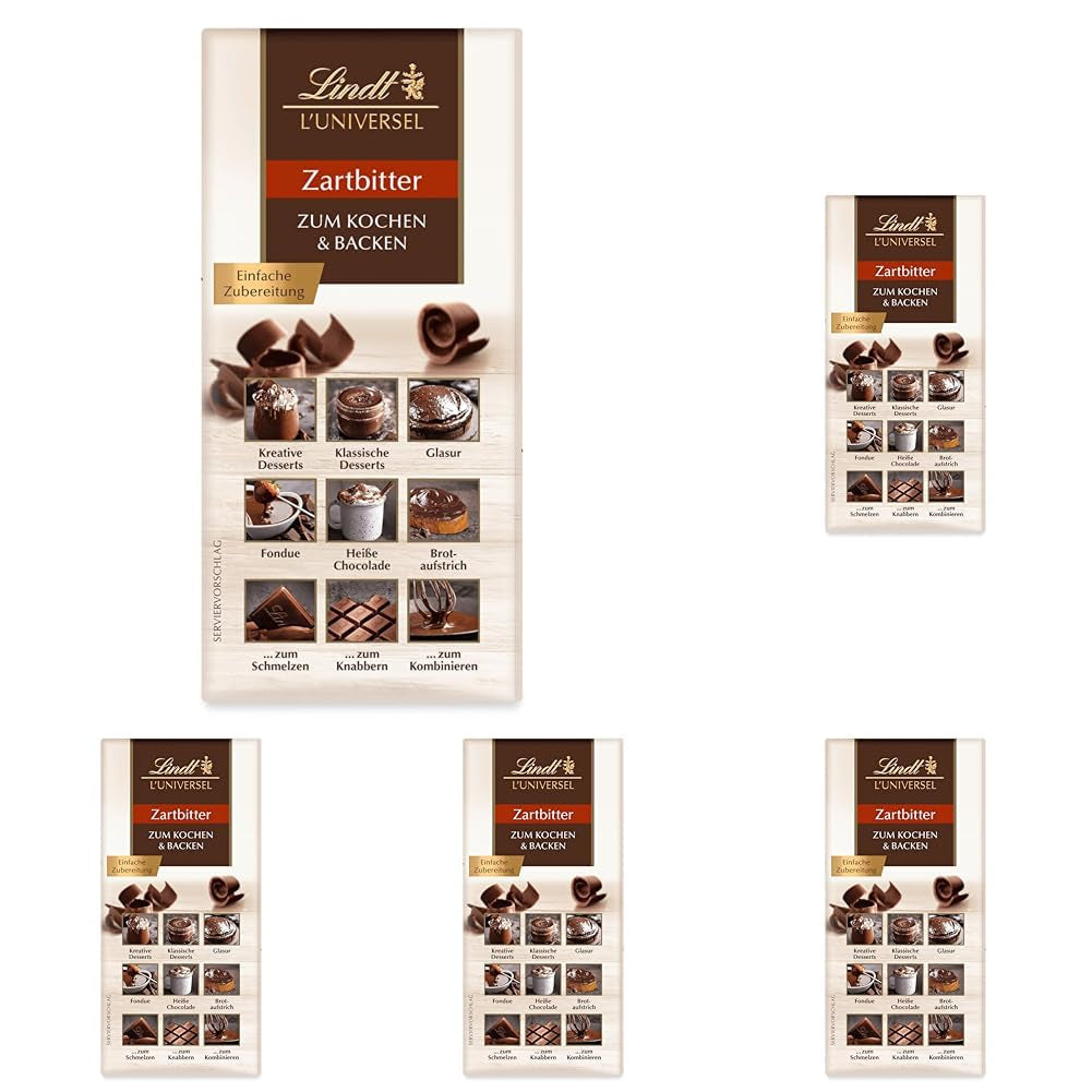 Lindt-chocolade | Het universum | 200g Chocolade om te koken en bakken, voor desserts, als glazuur, fondue, spread of voor snacks | Chocolade om te bakken