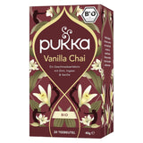 Pukka | Mix van biologische gearomatiseerde thee "Vanilla Chai" | Kaneel, gember en vanille | Thee voor een traktatie met natuurlijke zoetheid | Verpakking van 1 | 20 theezakjes