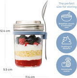 Kilner ontbijtpotje met lepel / 350 ml, Ø 9,5 cm / 5 stuks | mueslibeker voor meeneemmaaltijden / niet giftig / glazen container met deksel voor muesli, pap en yoghurt / container voor nachtelijke haver Naty Shop voedselbewaardozen