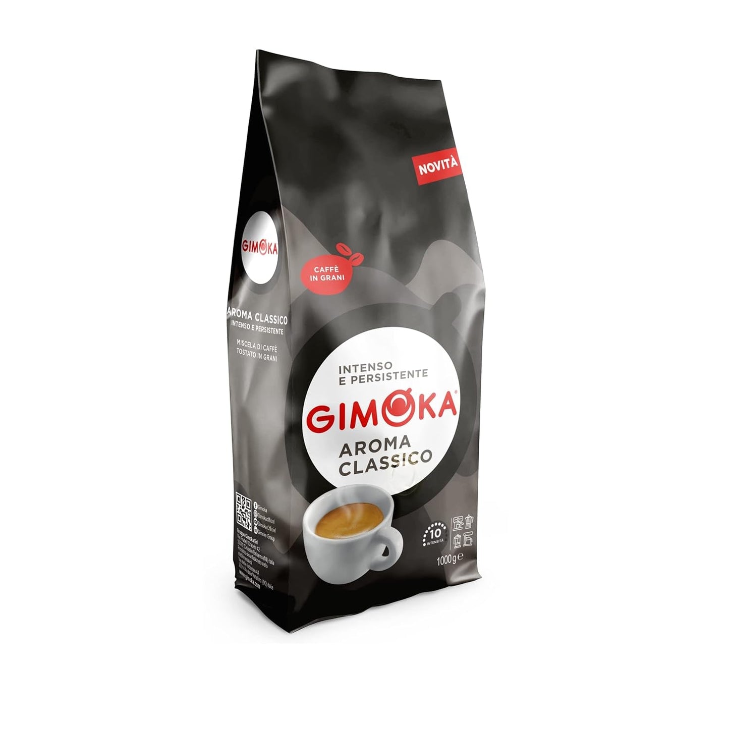Gimoka – Kaffeebohnen – 1 kg – Klassiek mengsel – Intensität 10 – gemaakt in Italië – 1 kg verpakking