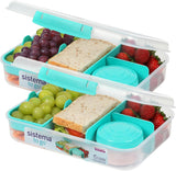 Bento Box TO GO lunchboxsysteem met vakken | Lunchbox van 1,25 L met yoghurt-/fruitcontainer | voor kinderen en volwassenen l | BPA-vrij Minty Teal [21685-8T], mintgroen Voedselbewaardozen Naty Shop Minty Teal 2 X 1,48 LITER