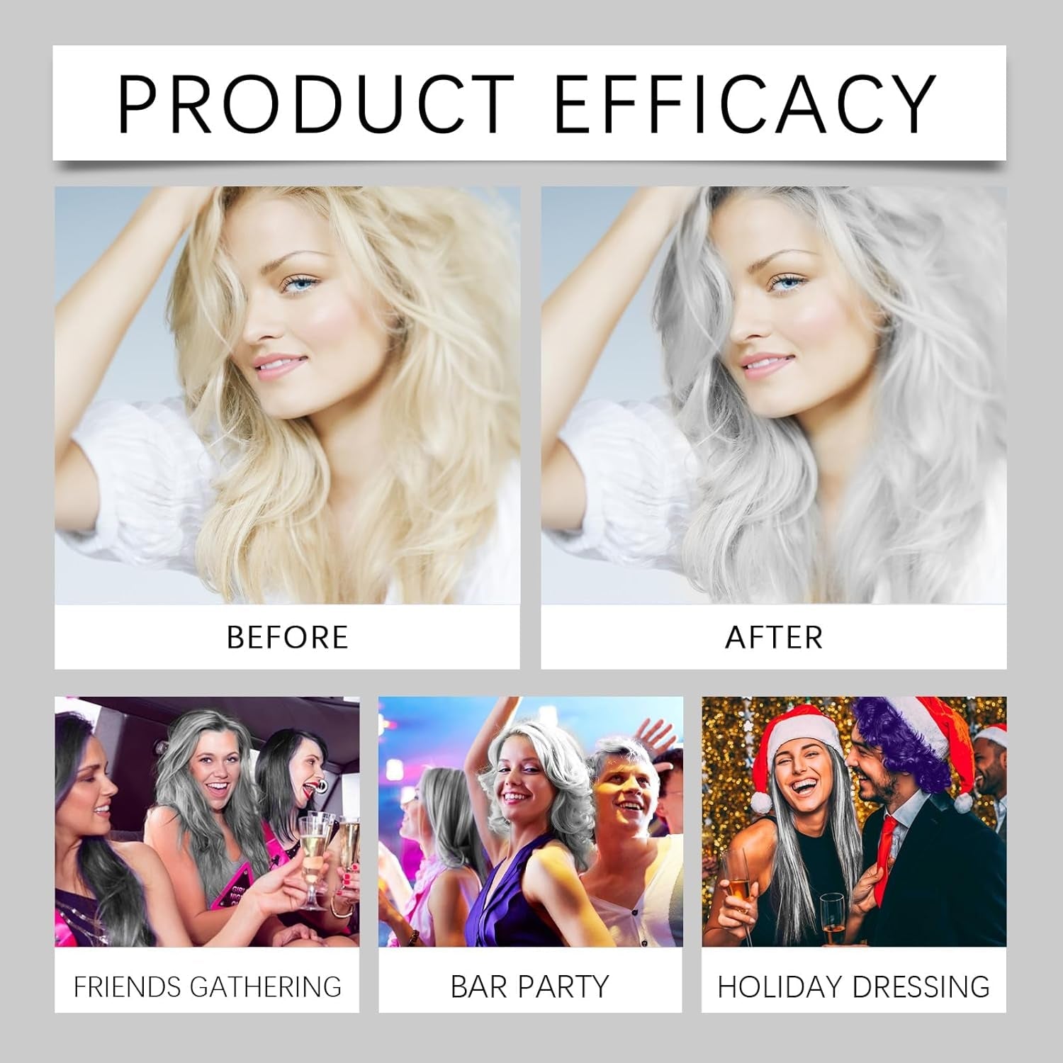 2-in-1 natuurlijke essentie-extract zilveren haarverf, Detroit Rain zilveren haarverf, metallic zilveren haarverf, zilveren haarverf voor donker haar, zilveren haarverf, permanente haarverf (1 stuk) Naty Shop haarverf