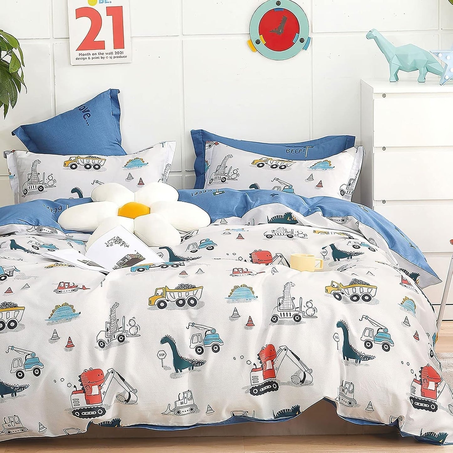 Beddengoed voor kinderen, unisex, dinosaurussen, katoen Beddengoed - kinderen Naty Shop Model B 135 X 200 cm + 80 X 80 cm