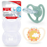 NUK Space Babyfopspeen 6-18 maanden, extra grote openingen voor gevoelige huid, BPA-vrije siliconen, zebrapatroon, 2 stuks