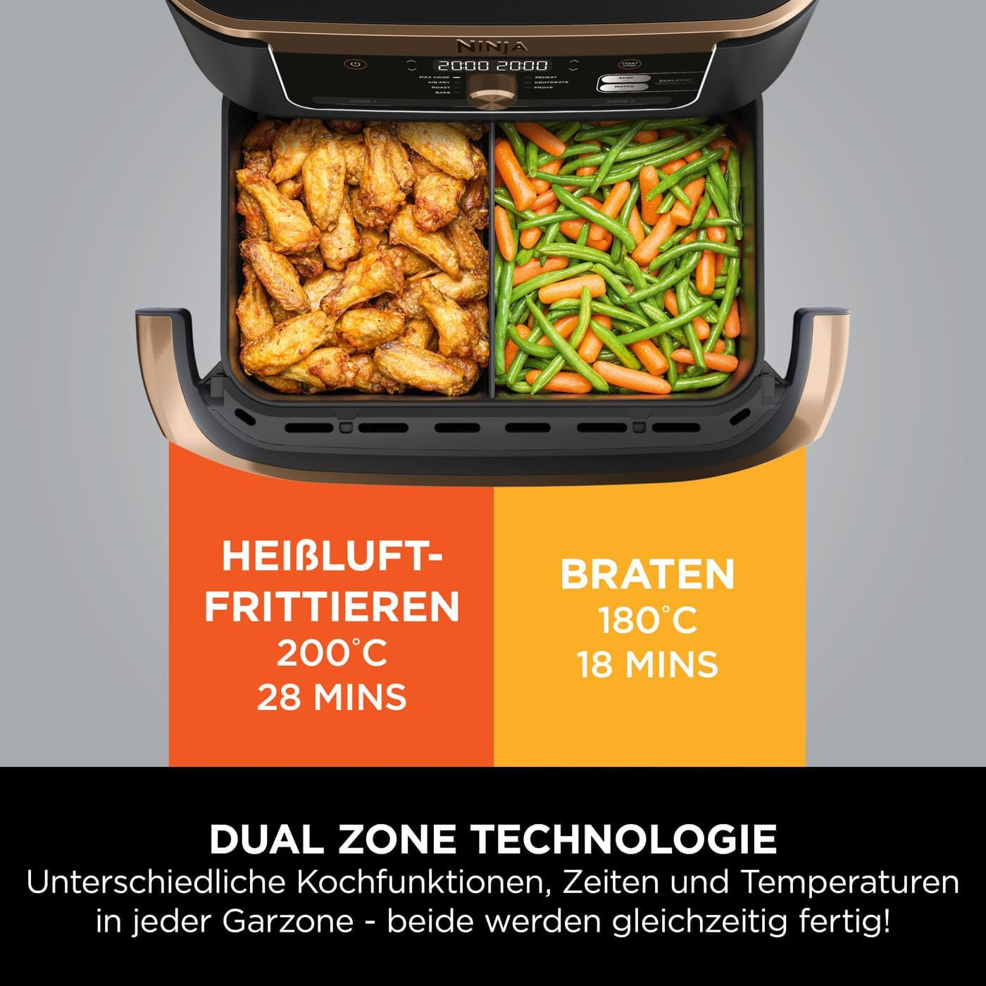 Ninja Foodi Flexdrawer luchtfriteuse met twee zones, AF500EUCP Apparaten Naty Shop