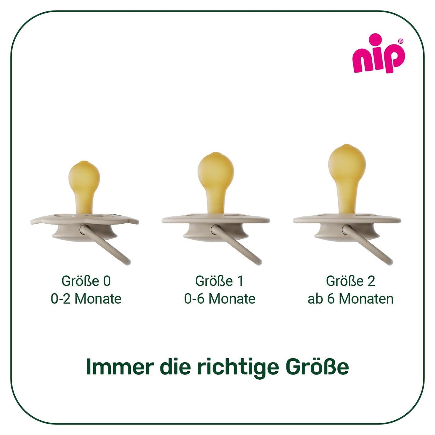 nip - Kersengroen | 0-6 maanden | Pak van 4 | Babyfopspeen, geschikt voor borstvoeding en tandjes krijgen. Duurzame speen, gemaakt van natuurlijke grondstoffen, lichtgroen/bruin