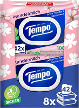 Tempo ''Gentle & Sensitive'' natte toiletdoekjes - Megapack - 16 pakjes van elk 42 doekjes - Duo Packs - Natuurlijke Aloë Vera - Hygiënisch papier, dermatologisch getest, huidneutraal