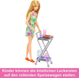 Barbie-poppenkastspeelset met meer dan 25 keukenonderdelen en accessoires - perfect voor kleine fijnproevers en cadeau voor kinderen vanaf 3 jaar, HJV38
