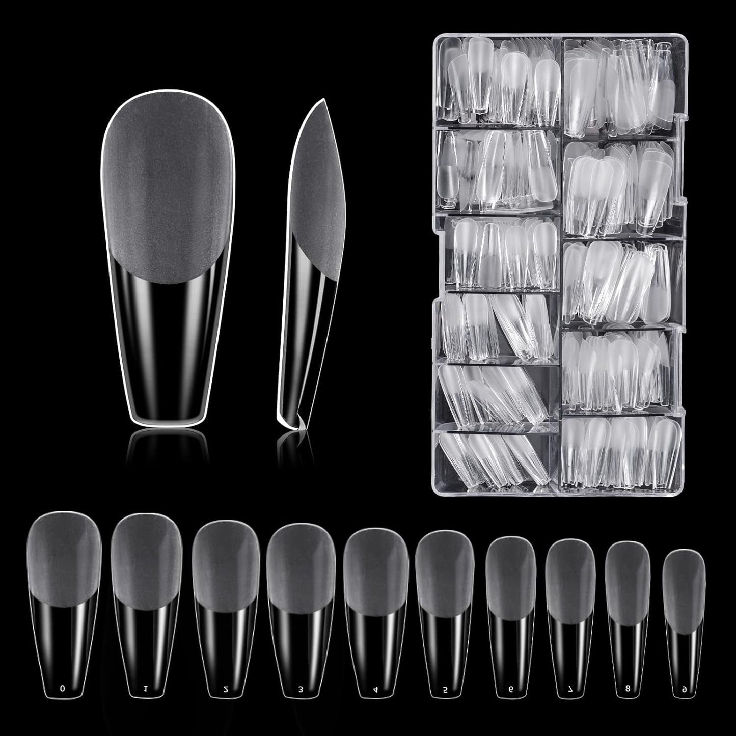 Soorten nagels, 500 stuks kunstmatige acryl valse nageltips met opbergdoos voor nagelsalons en doe-het-zelf nagelkunst voor thuis, 10 maten