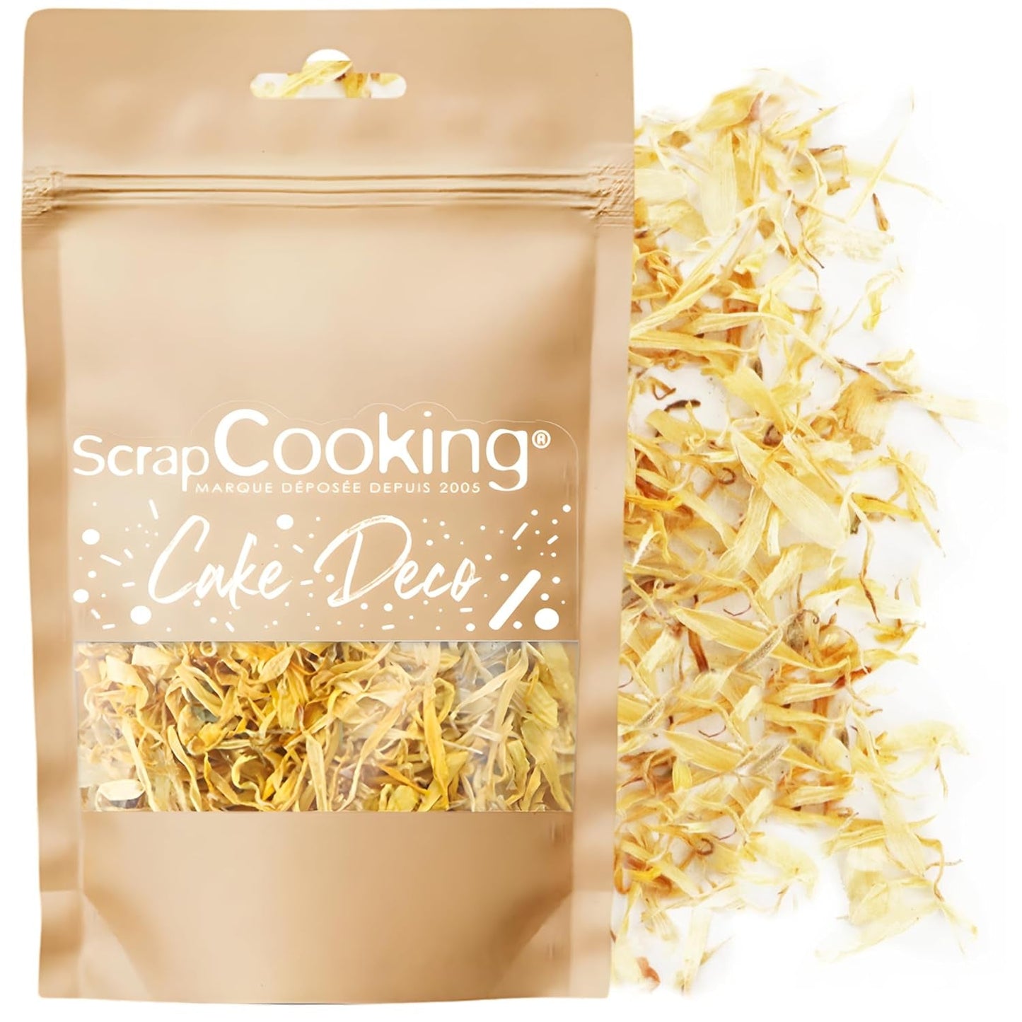 ScrapCooking - Gedroogde Goudsbloemen 3,5 g - Eetbare bloemen - Voedseldecoraties voor bakken - Voor desserts, cakes, taarten, muffins - Kerstmis, Lente, Verjaardag - Goudgeel - 7471