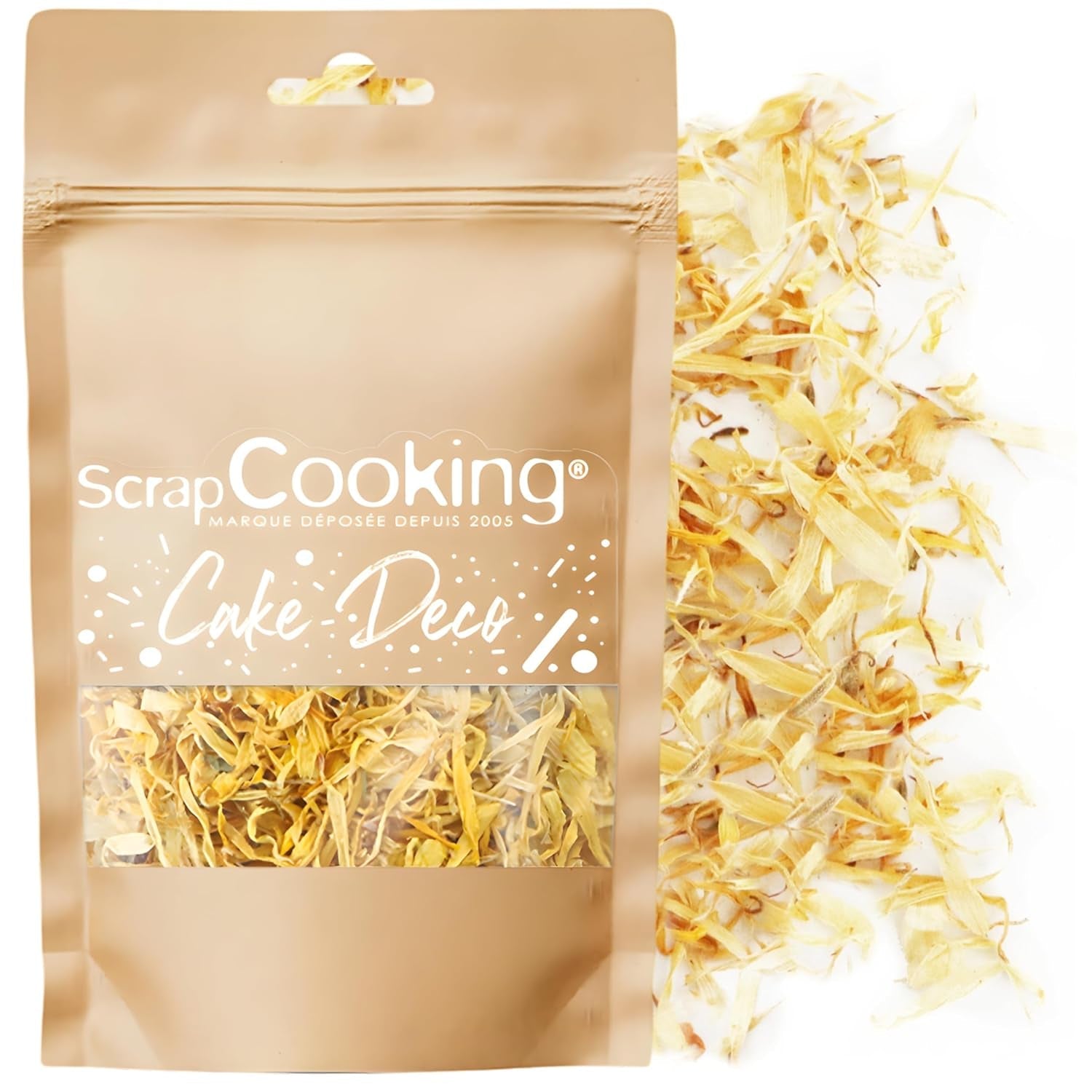ScrapCooking - Gedroogde Goudsbloemen 3,5 g - Eetbare bloemen - Voedseldecoraties voor bakken - Voor desserts, cakes, taarten, muffins - Kerstmis, Lente, Verjaardag - Goudgeel - 7471
