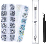 ANGNYA 4000 Stück Strasssteine ​​​​Nägel Nail Art Strasssteine ​​​​Dekorationen Nagelsteine ​​​​Für Nail Art Zubehör en Klare Kristall Strasssteine ​​​​Handwerk Mit Pick up Pinzette en Strass Picker Dotting Pen…