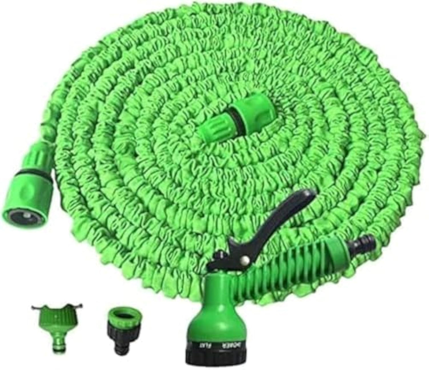 Flexibele tuinslang 15m groen, kunststof/rubber, 7-weg sproeikop, 8 bar, 0,68 kg, 1 stuk
