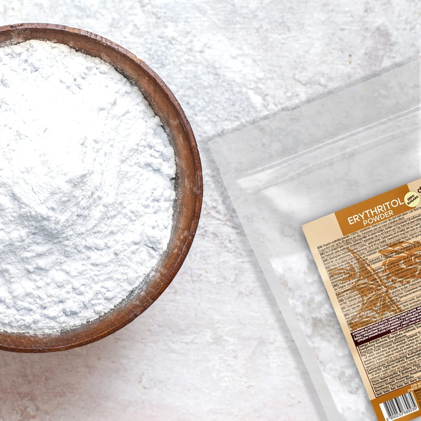 Bio Erythrit - Poeder, 100% Biologisch, Veganistisch, Null Kalorien-1Kg Zoetstoffen Naty Shop