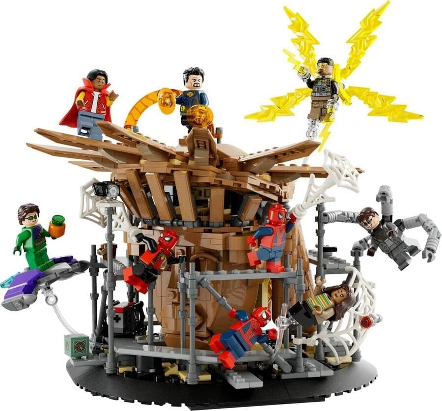 LEGO 76261 Marvel Spider-Man's Big Showdown, Spider-Man: No Way Home set met 3 minifiguren Peter Parker plus Green Goblin, Electro, Sandman, Ned, Doctor Strange en MJ, verzamelmodel Bouwsets Besuche in LEGO-Store