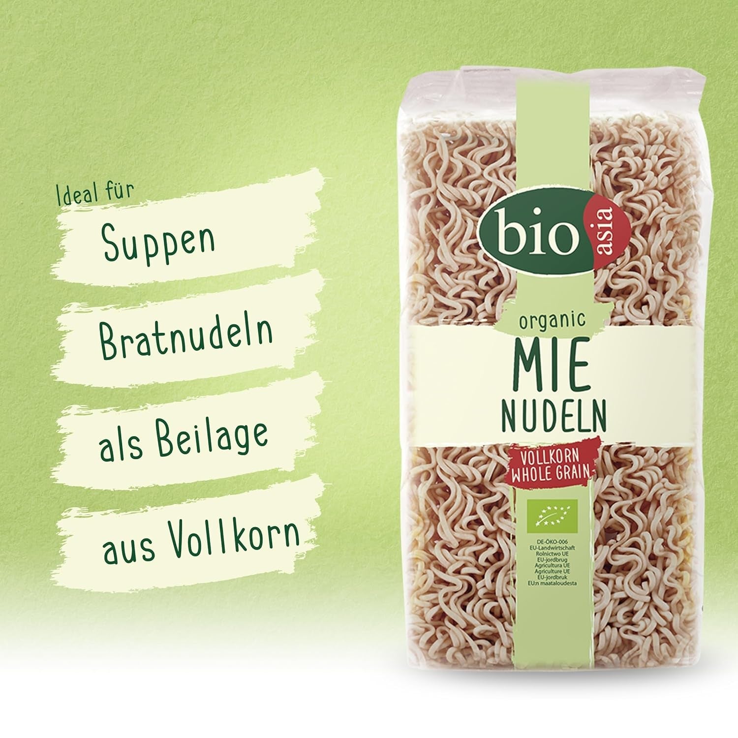 BIOASIA Bio Mie Noodles, gemaakt van volle granen, snel en eenvoudig te bereiden (1 x 250 g)
