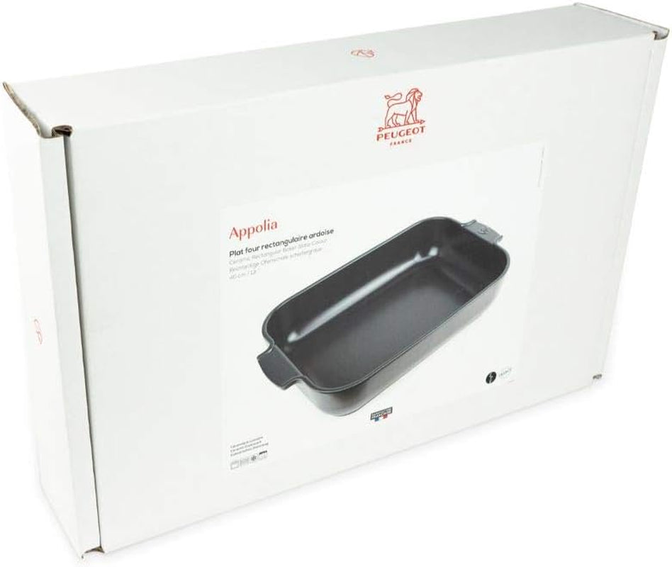 Peugeot Appolia Rechteckige Auflaufform Mit Griffen, Keramik, Schiefer / Grau, 8,3X40,5X27,2 Cm, Fassungsvermögen: Ca. 4 L, 60022 Vormen en bakplaten Naty Shop