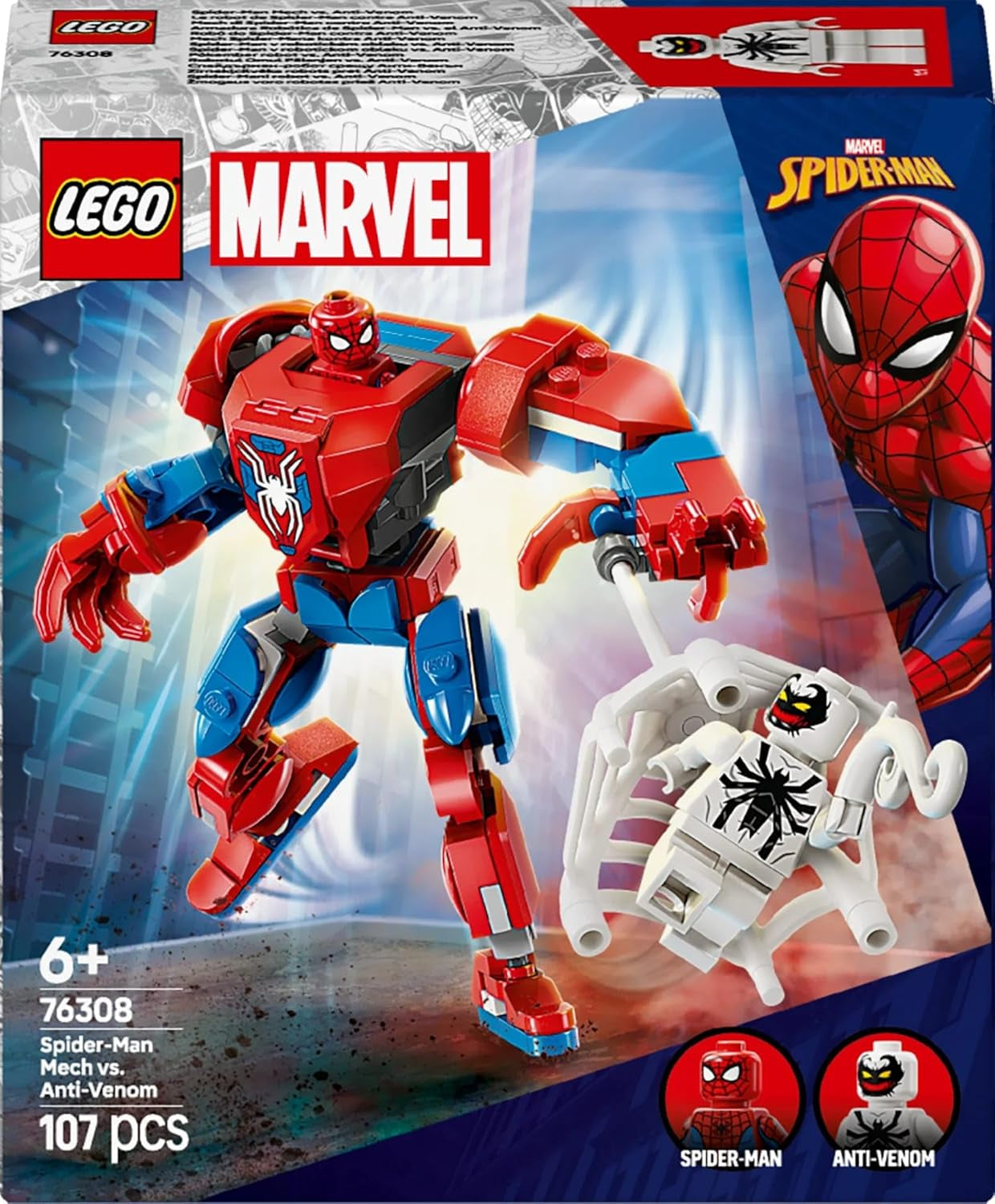 LEGO Marvel Spider-Man Mech versus. Anti-Venom - Superheldenspeelgoed met 2 minifiguren - Actiefiguur met beweegbare armen, benen en vingers - Cadeau voor jongens en meisjes vanaf 6 jaar 76308 Beschouw de LEGO-Store bouwsets