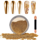 Chrome Nagel Pulver Spiegel Effect Metallic Staub Holografisch Glitter Glasierte Maniküre Decoratie Reflektierende Pigment voor DIY Gel Polish Nail Art, Harz Handwerk, Geschenke voor Goud