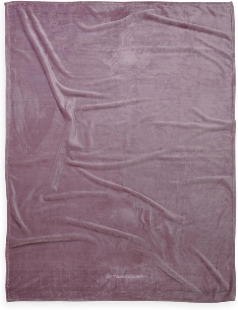 TOM TAILOR Wellsoft Deken, 150X200 Cm, 100% Polyester/ Wellsoft, geborduurd met logo, WELLSOFT DEKEN Oranje (Warm Coral) Dekens en dekbedden Naty Shop Violet 150X200 Cm